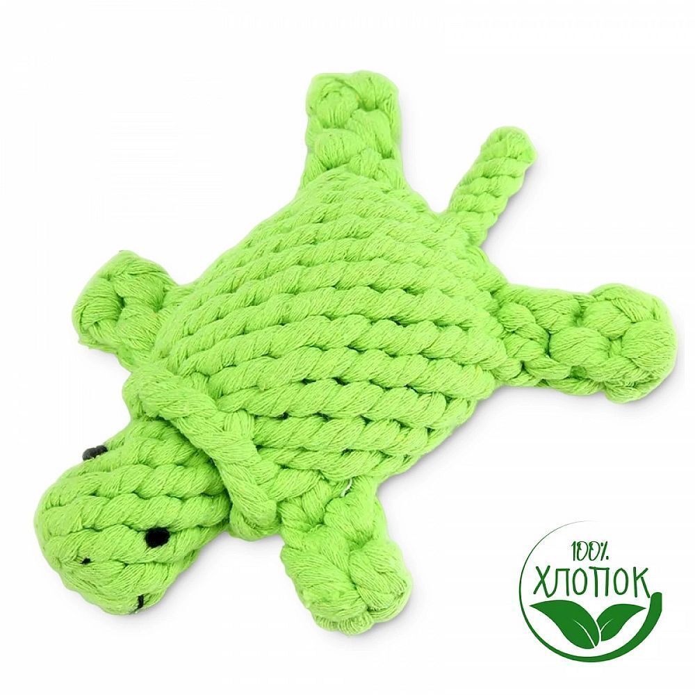 HLTG 12064  Верёвочная игрушка для домашних животных, Черепаха. Цвет: зеленый