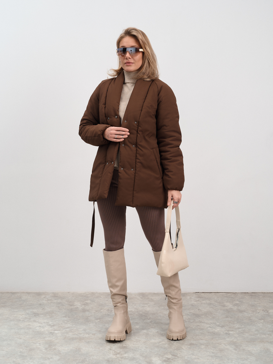 Куртка женская демисезонная " Кимоно Офис" коричневый