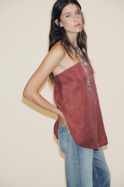 ZARA АСИММЕТРИЧНЫЙ ТОП-БАНДО, БУРГУНДИ