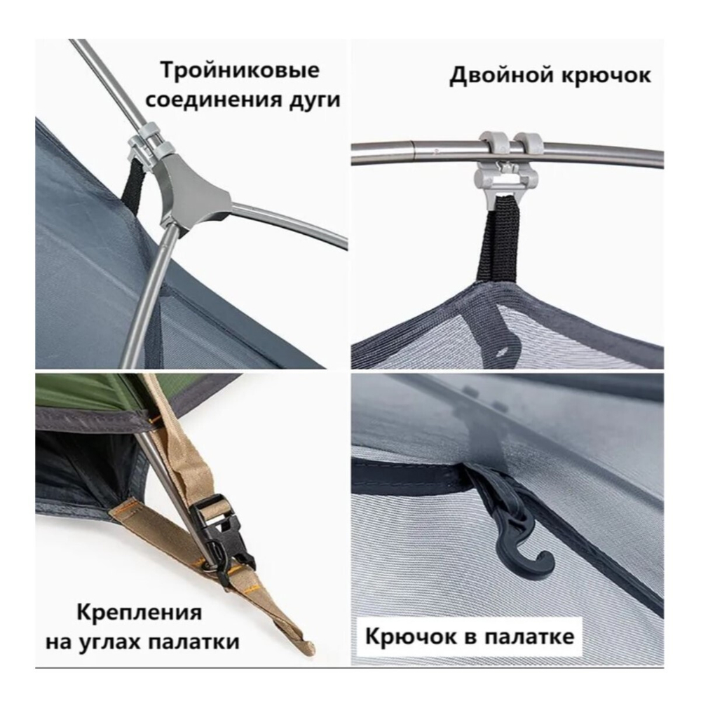 Палатка Naturehike Cycling (Spider) Si 1-местная, алюминиевый каркас, сверхлегкая, Forest Green, артикул NH18A095-D-DFGR, цвет Зеленый. Под заказ.