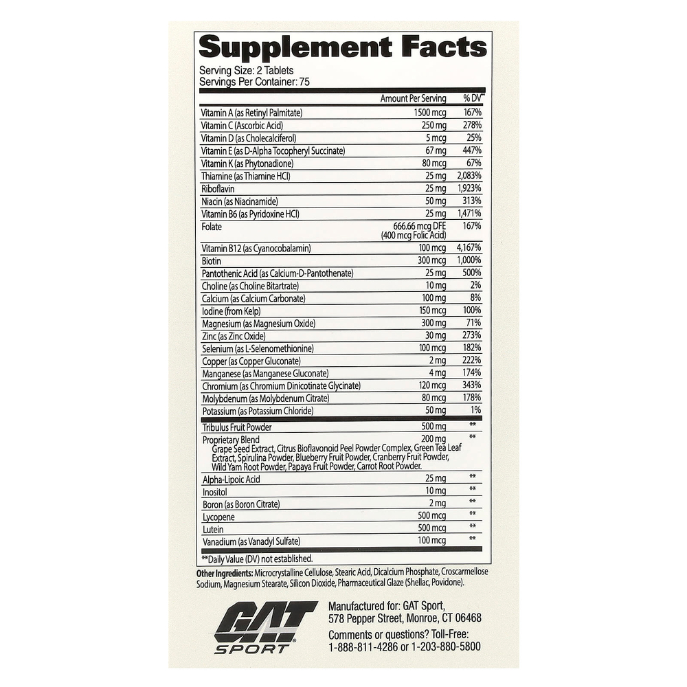 GAT, Mens Multi + Test, 150 таблеток