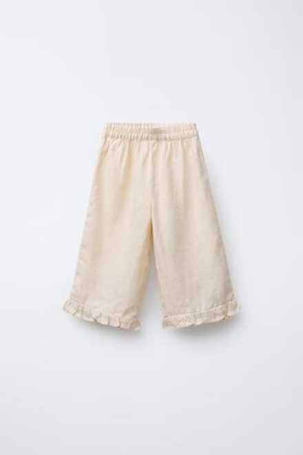 ZARA БРЮКИ-КЮЛОТЫ ИЗ 100% ЛЬНА, ЭКРЮ