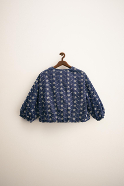 ZARA TIMELESS - КУРТКА С ВЫШИВКОЙ В ВИДЕ ЦВЕТОВ, СИНИЙ