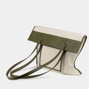 Женская сумка Shopper Antibes из ткани canvas с кожей оливкового цвета