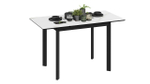 Стол кухонный обеденный раздвижной Черный муар/Керамика матовая белый мрамор 90(130)х65х75 см