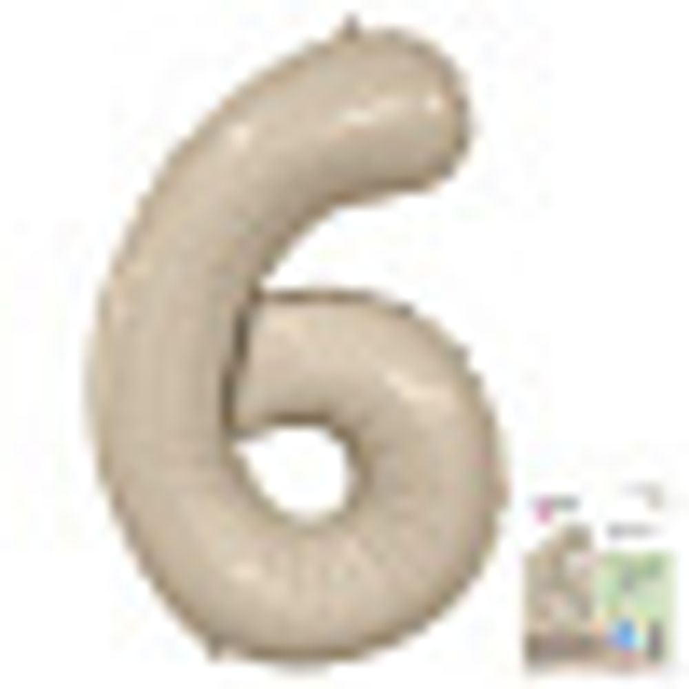 Agura Шар 40'' / 102 см "Цифра 6" Slim Мистик Кремовый Сатин (БГ-60)