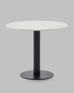 Стол круглый Фризбин D90, столешница МДФ ледяной камень, основание металл черный