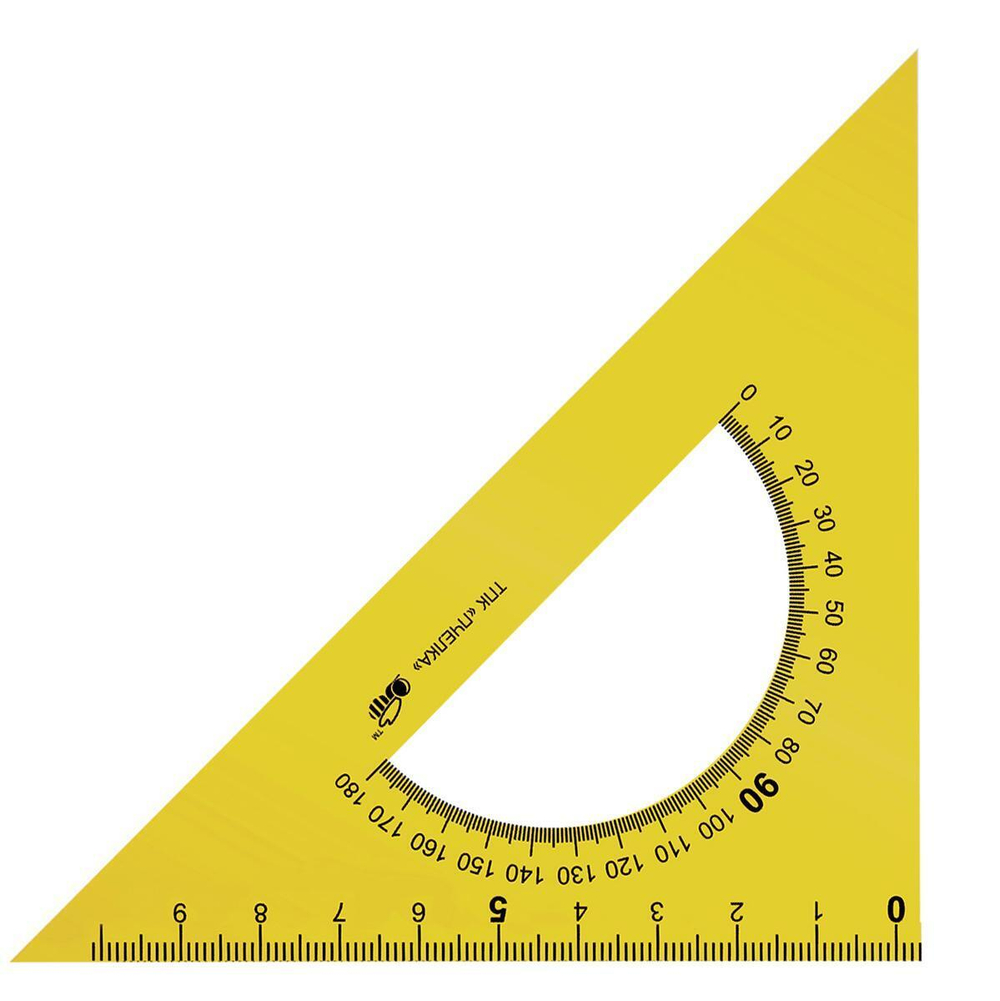 Треугольник пластиковый 10 см 45/45 + транспортир (Пчелка)