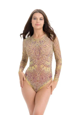 Слитный купальник с рукавами "Ацтеки"