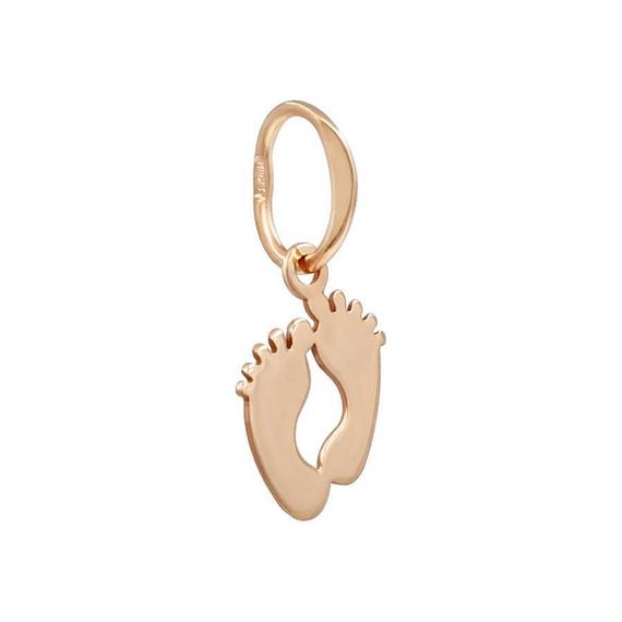 Подвеска Ножки малыша - кулон из золота 585, вид полубоком