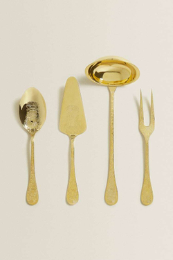 ZARA HOME ЛОЖКА С РЕЛЬЕФНОЙ ГРАВИРОВКОЙ, ЗОЛОТОЙ