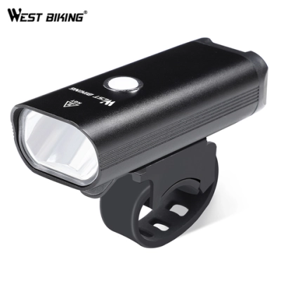 Фонарь велосипедный, передний West Biking YP0701257 (аккум. 1800 mAh, 3 режима,USB)