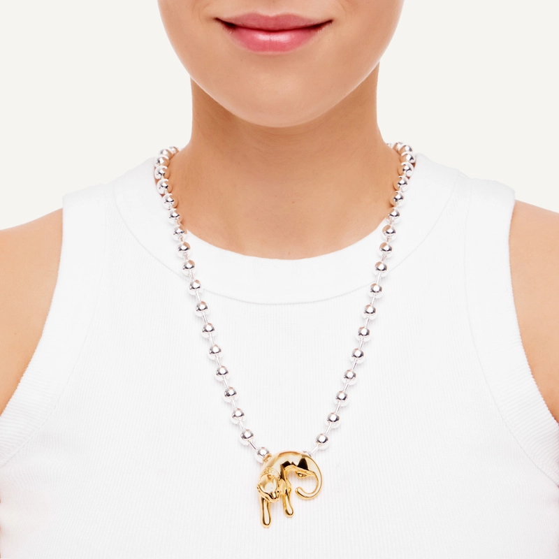 Колье Серебряная Цепь с Пантерой