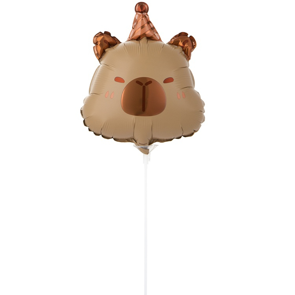 Шар Фольгированный Капибара в колпаке (Коричневый)