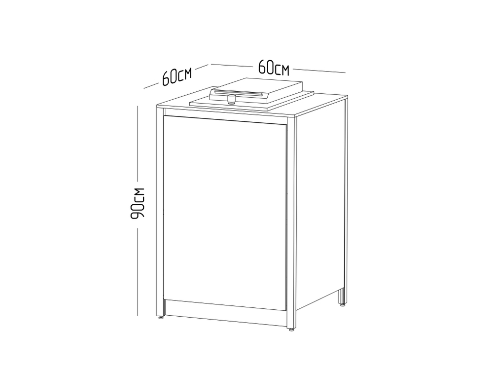 Шкаф напольный с газовой плитой Lounge D-11P, 60 см, черный/серый каспий