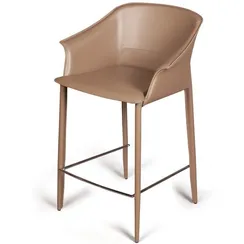 Полубарный стул Gio, серо-коричневая кожа