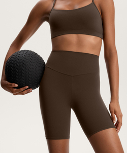 OYSHO Легинсы-велосипедки Comfortlux с высокой посадкой длиной 20 см, темно-коричневый