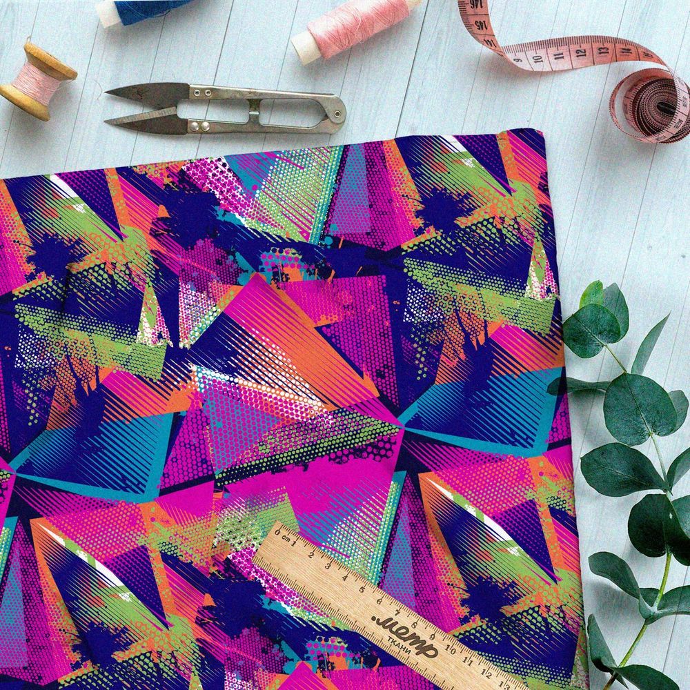 Ткань шифон цветной свет в разбитом стекле