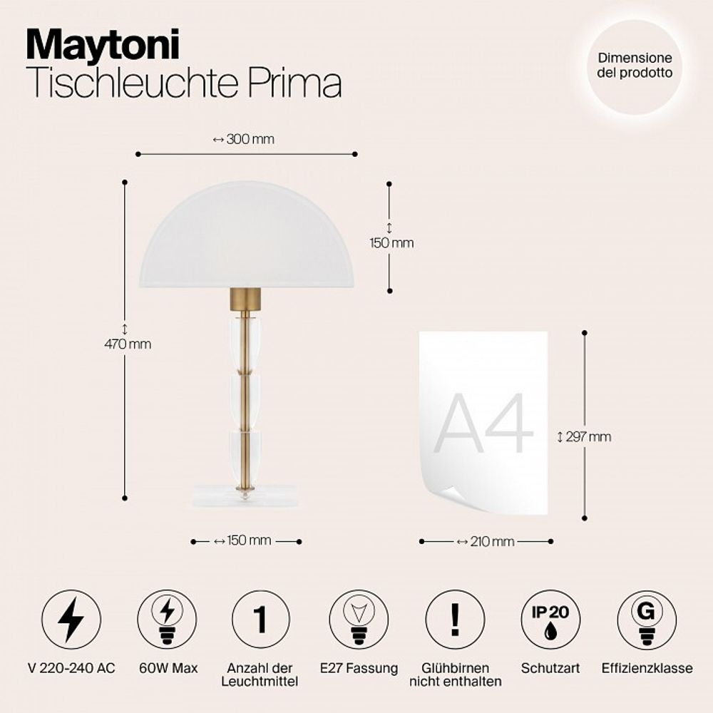 Настольная лампа декоративная Maytoni Prima Z034TL-01BZ