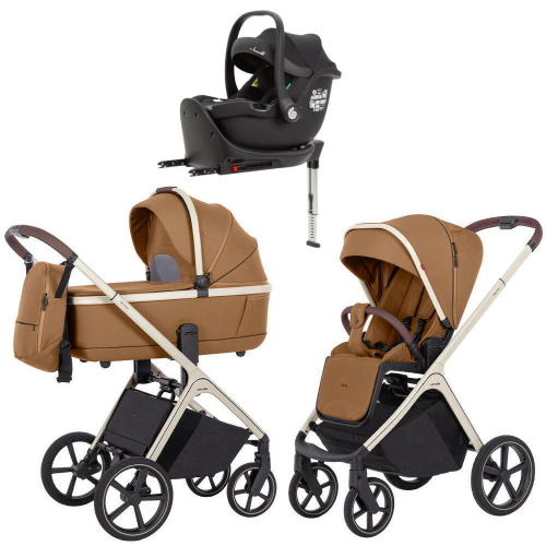 Коляска Carrello Vector CRL-6550 Ammonite AY329 Pro Absolute Black с базой Isofix 3 в 1 Coral Beige