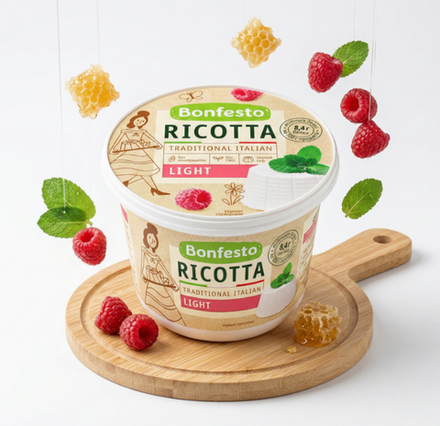 Сыр Рикотта Лайт 40% 500гр Bonfesto, Беларусь