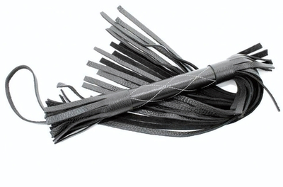 Чёрная многохвостая плетка с простроченными ромбами - 45 см. (Цвет: черный)