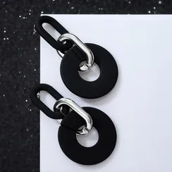 Серьги металл "Цепь" кольца, 3 звена, цвет серебристо-чёрный