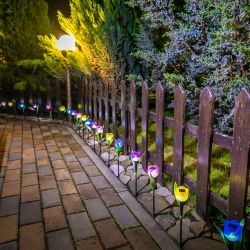 USL-C-454-PT305 BLUE TULIP Садовый светильник на солнечной батарее Синий тюльпан. Белый свет. 1xLR аккумулятор в-к. IP44. TM Uniel.