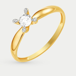 Помолвочное кольцо женское из желтого золота 585 пробы с фианитами (арт. К43218433)