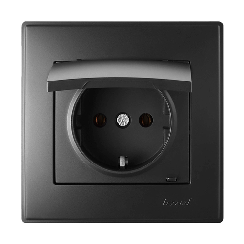 LESYA 705 4242 123 Розетка с/з с крыш. керам. черн. бархат матовый вставкой (10шт)120шт