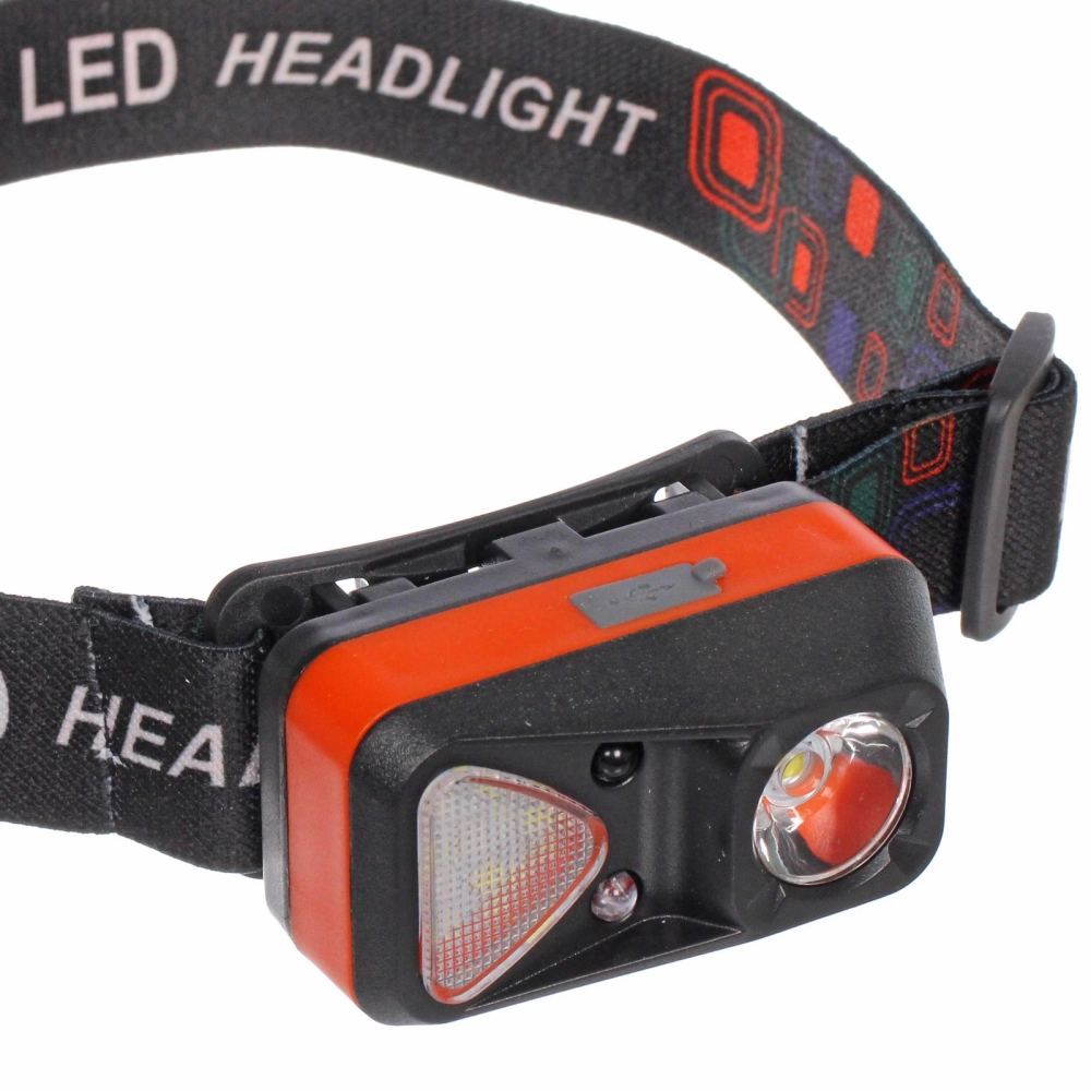 Фонарь налобный 6 режимов, 3LED, аккумуляторная батарея 500mAh USB W18