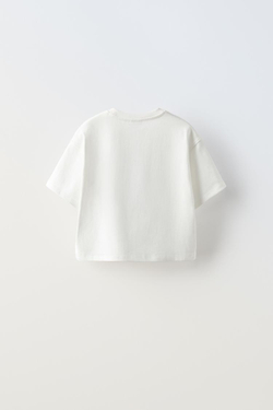 ZARA ФУТБОЛКА С ВЫШИВКОЙ, БЕЛЫЙ