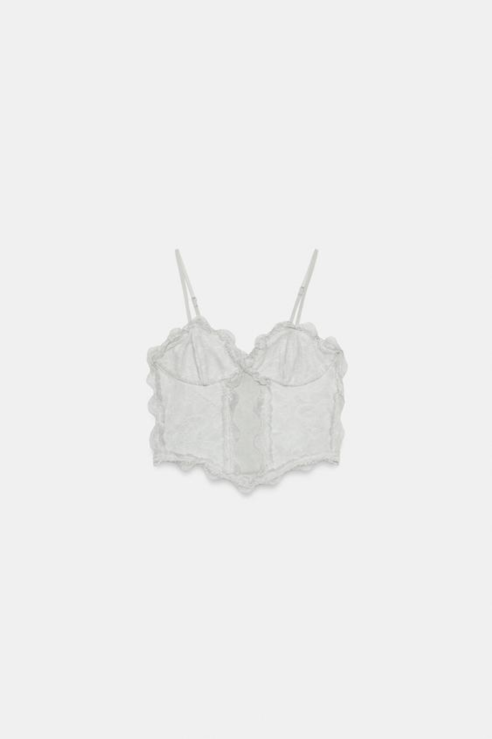 ZARA ТОП-КОРСЕТ С КРУЖЕВНЫМИ ДЕТАЛЯМИ, СИРЕНЕВЫЙ