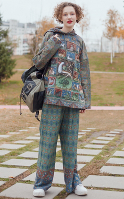 Комплект (худи и брюки) "Бестиарий", по мотивам Бестиария Бартоломея Английского, 15 век