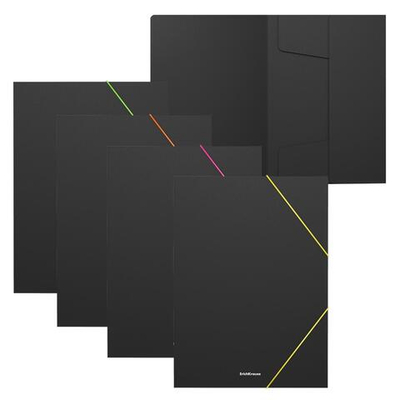 Папка на резинке А4, 500 мкм, ErichKrause Matt Accent, корешок 5 мм, тиснение песок , микс