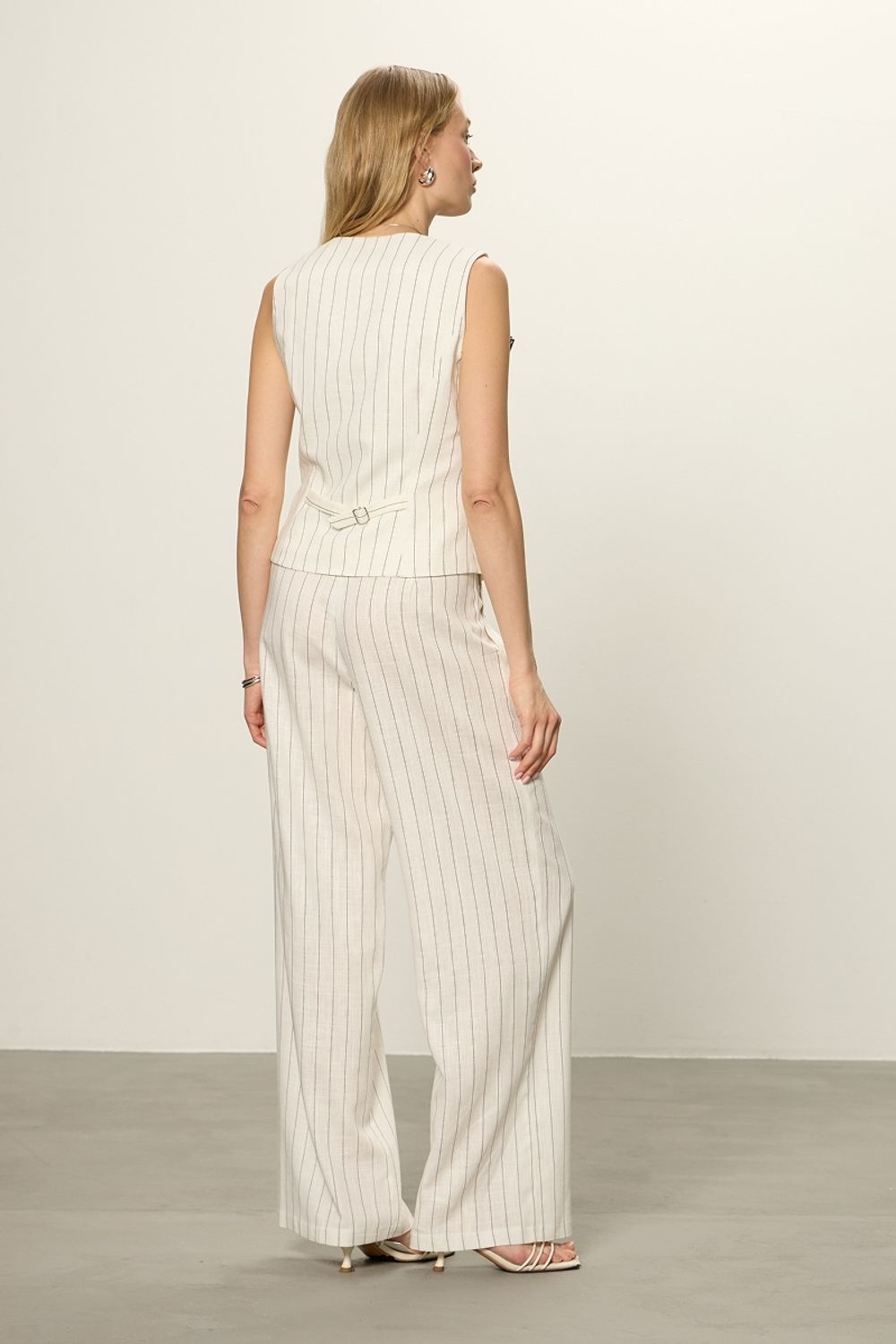 Брюки Палаццо на молнии полоска ЛЁН (Размер 42)