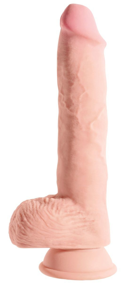 Телесный фаллоимитатор на присоске 10" Triple Density Fat Cock with Balls - 27,9 см.