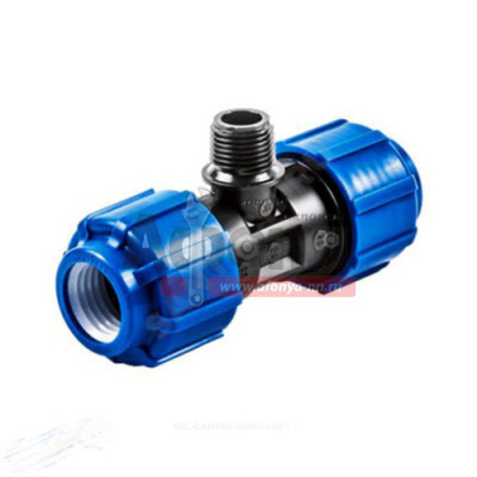 Тройник ПЭ с наруж. труб. резьбой 50х1 1/2''х50 (обж.) ТПК-АКВА