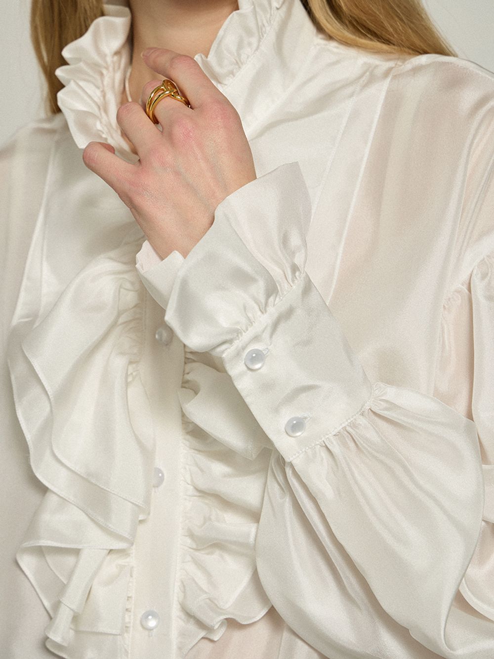 Рубашка с жабо хлопок/шелк