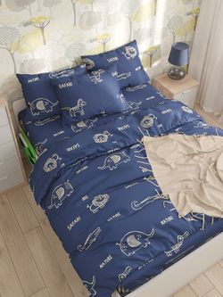 Постельное белье Сказка "SAFARI" 1,5-сп Наволочка 50х70 см 1 шт Простынь на резинке 90х200 см Пододеяльник 145х215 см, перкаль