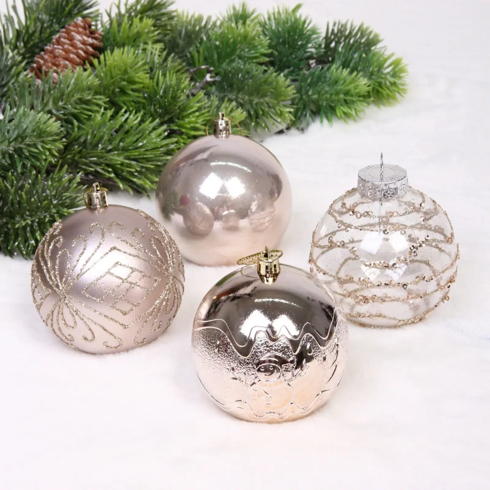 Новогодние шары «Волшебство ночи» 8 см (набор 12 шт), Шампань