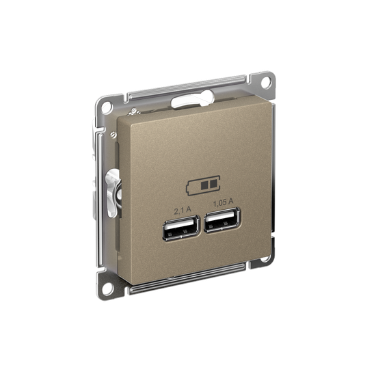 Розетка USB AtlasDesign тип A+A 5В 1х2.1А 2х1.05А механизм шампань SE ATN000533