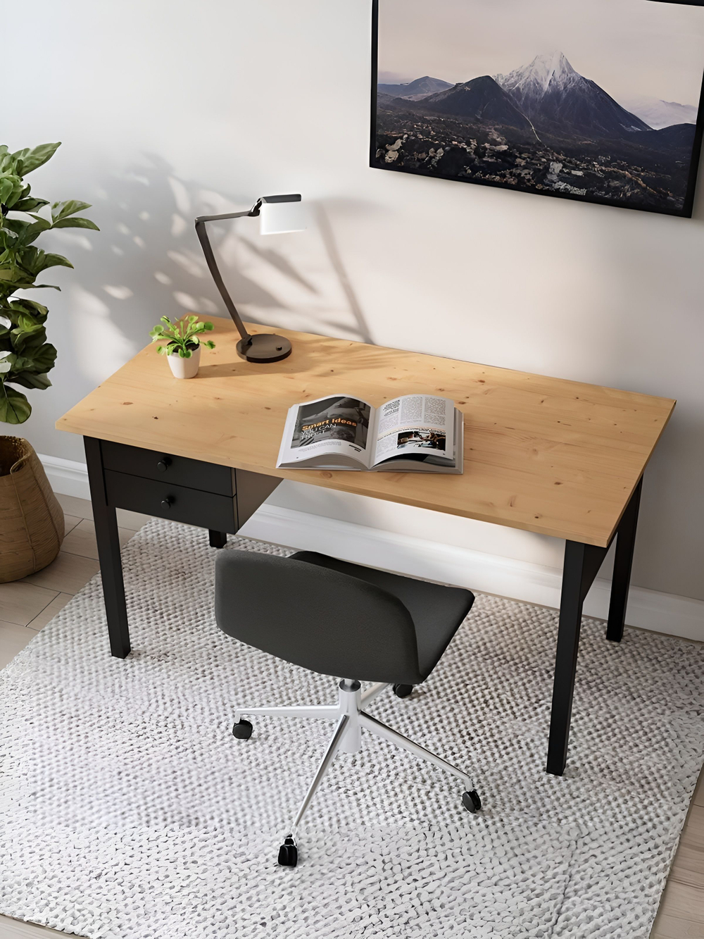 IKEA Письменный стол HEMNES,155*65*74, белый-коричневый, КЫМОР (ХЕМНЭС ИКЕА)