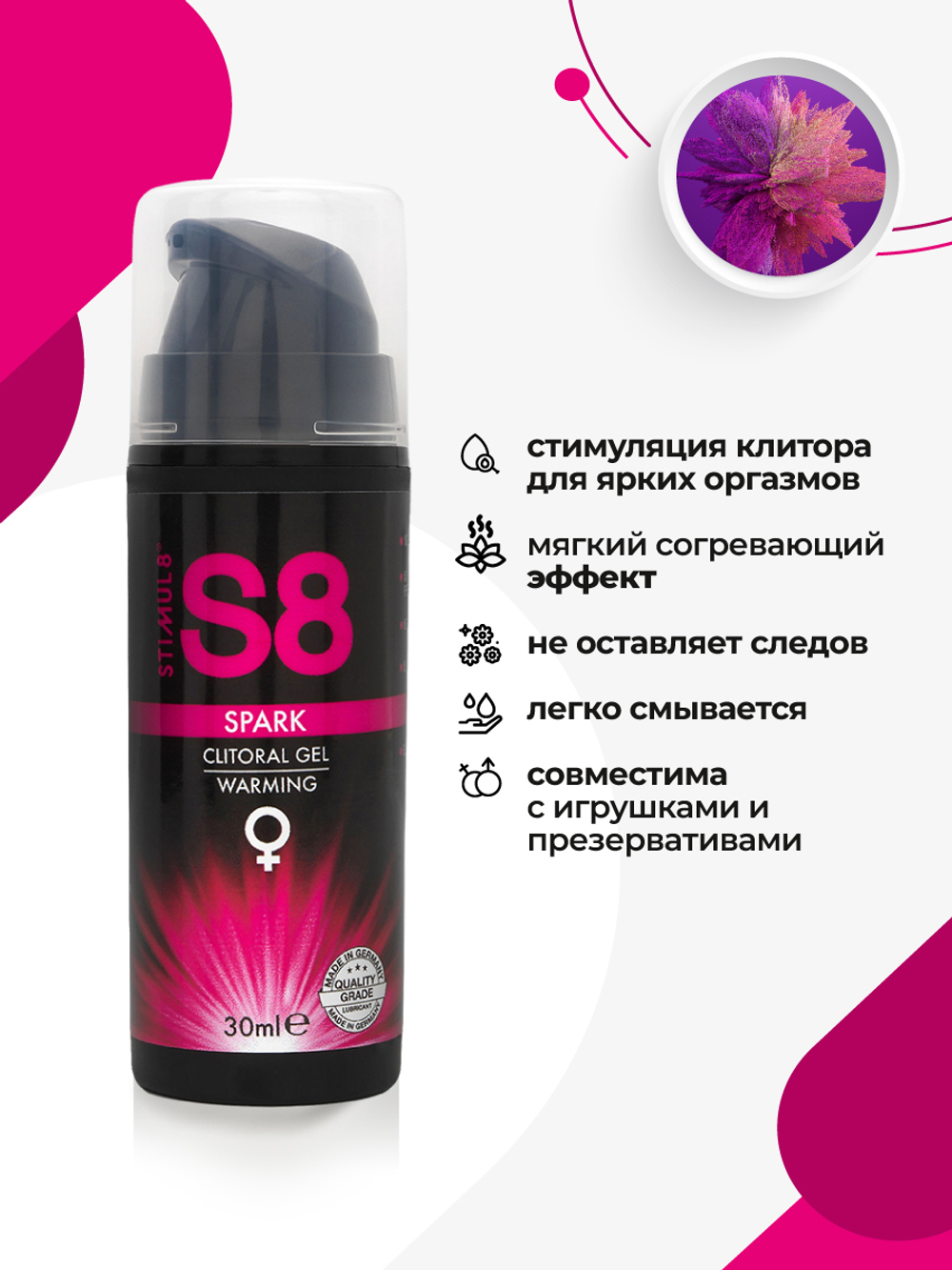 S8 Spark Warming - Возбуждающий гель для клитора с разогревающим эффектом, 30 мл