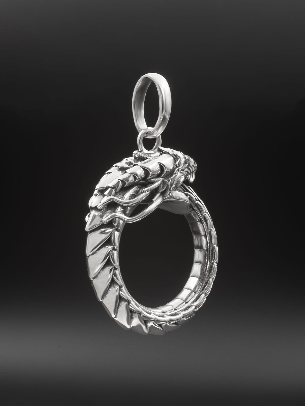 Уроборос подвеска дракон из серебра 925 пробы