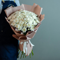 Букет белой хризантемы Балтика размер XL
