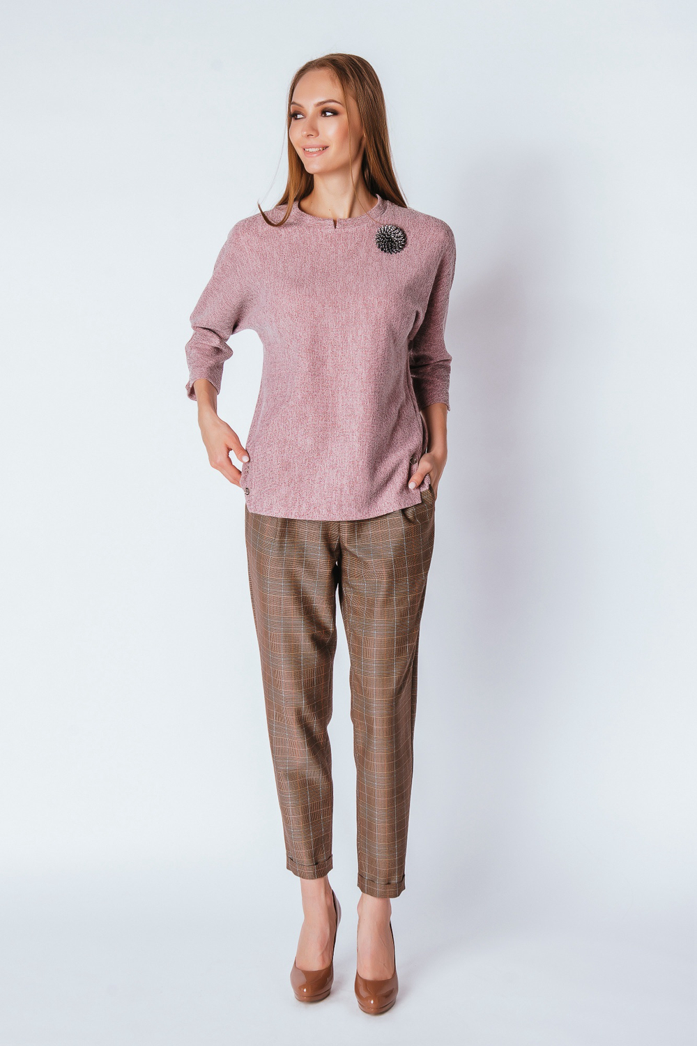 Коричневые брюки в клетку Тамбовчанка