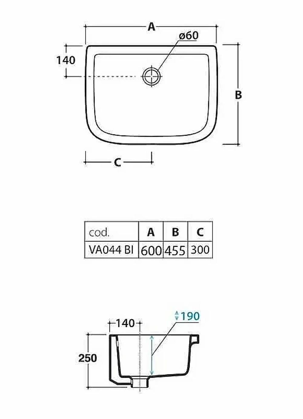 Раковина постирочная Globo Lavabi d'arredamento 60 VA044.BI*0 белая