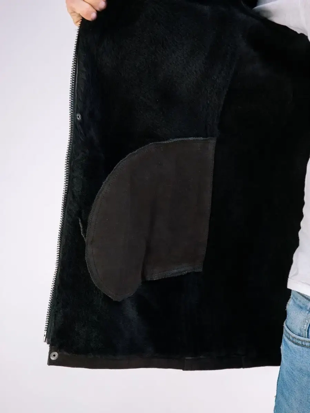 Дубленка мужская натуральная зимняя с капюшоном Турция