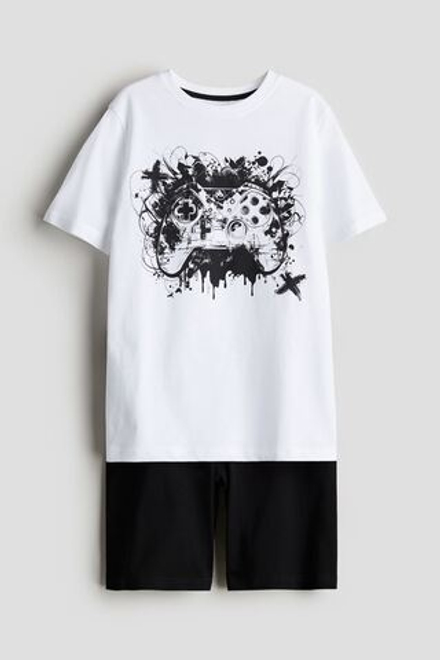 H&M Хлопковый комплект с принтом, белый